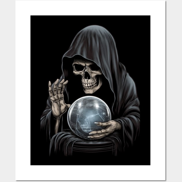 Gothic Grim Reaper Crystal Ball Wall Art by RichieDuprey